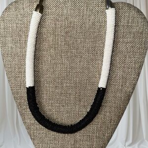 Elegant Black and White Beaded Necklace